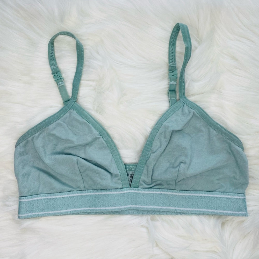Z Supply Cotton Blend Light Blue Turquoise Bra